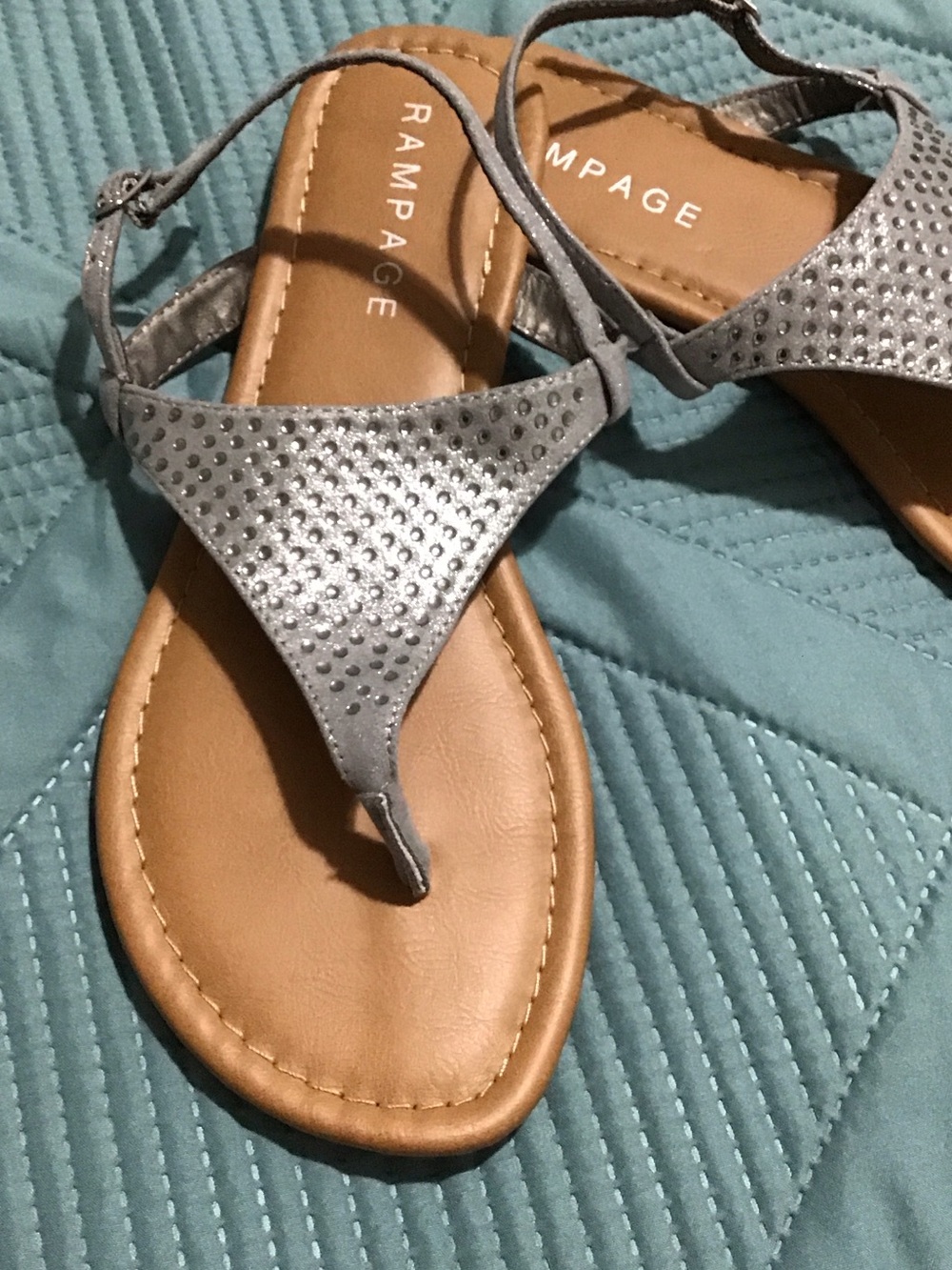 Rampage Silver Rhinestone T-Strap Sandals for Women - Picture 2 of 4